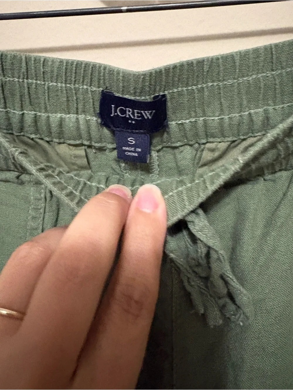 J. Crew Olive Green Drawstring Linen-Blend Athletic Shorts